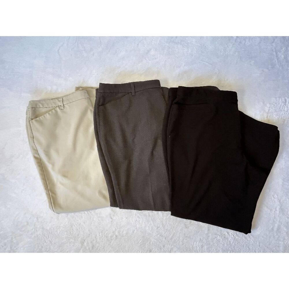 CJ Banks Pants/Trouser Lot of Three, Size 22W, Black/Gray/Cream, Dressy, Teacher